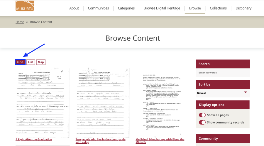 Grid view of Browse 