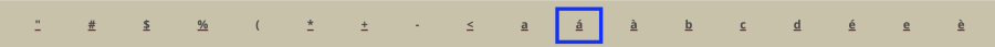 Dictionary glossary entry filter bar