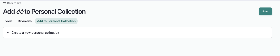 Add to personal collection form