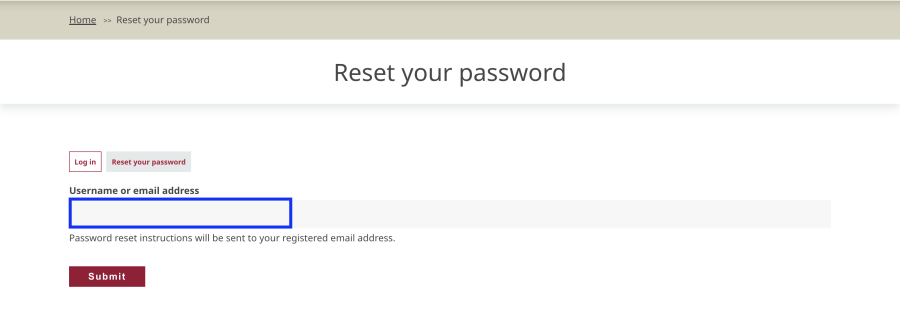 Reset your password form