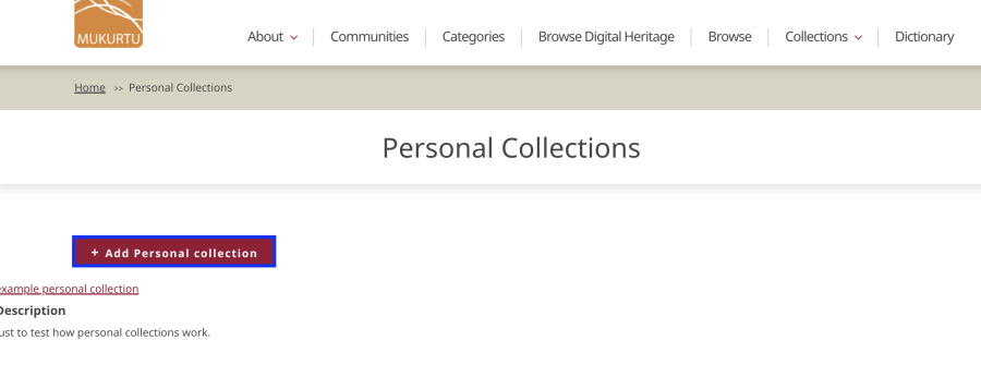 add personal collection button