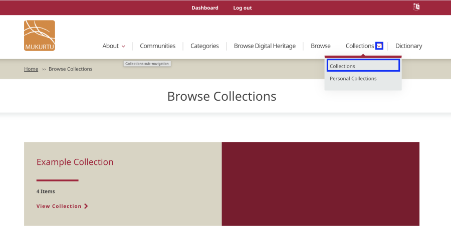 collections tab