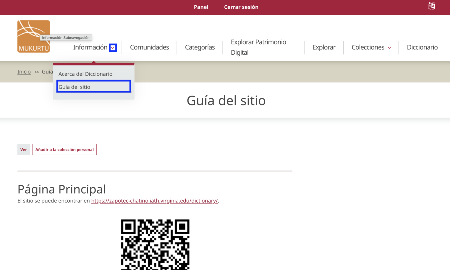 guía del sitio