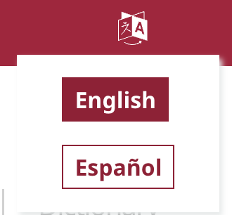 Language switcher. Click on the icon and then select a language